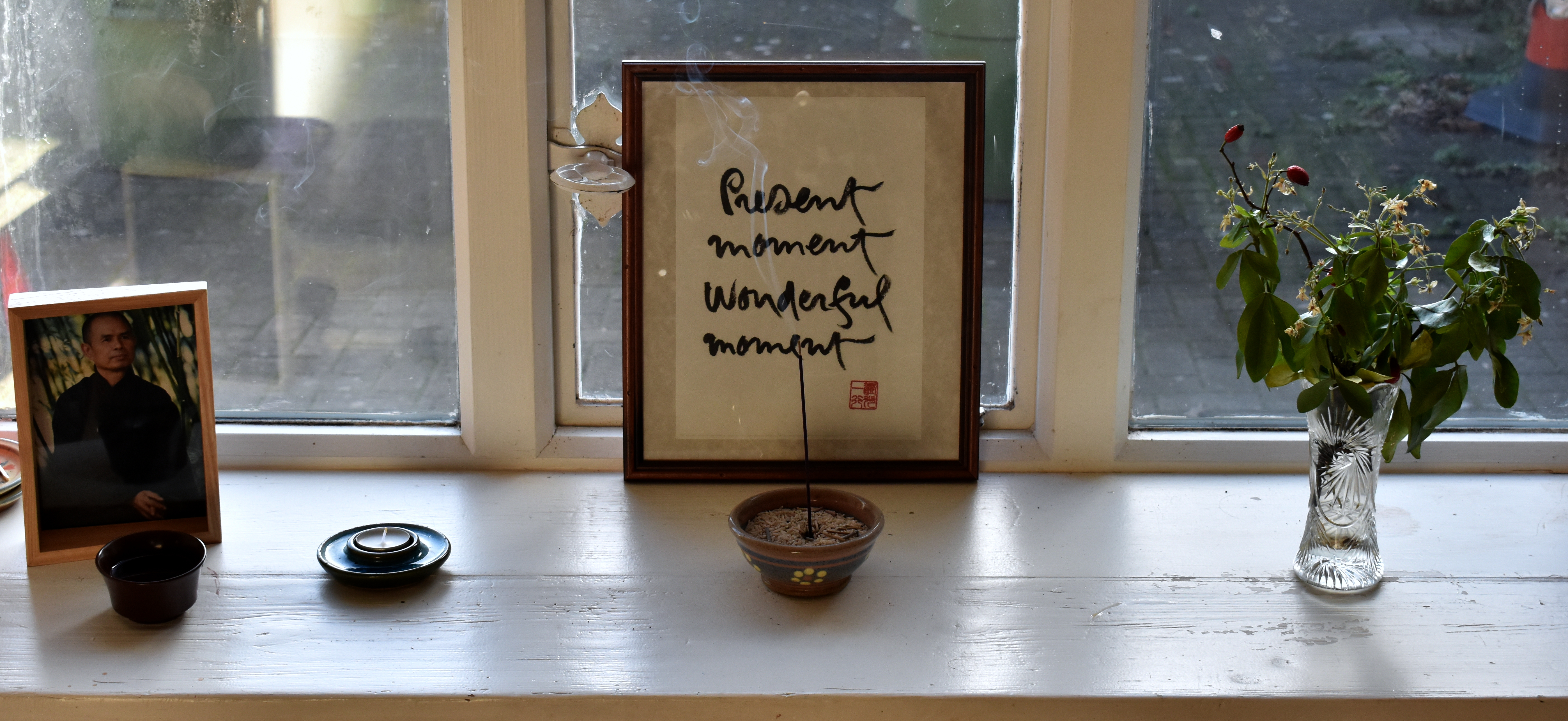 Photo of a windowsill altar