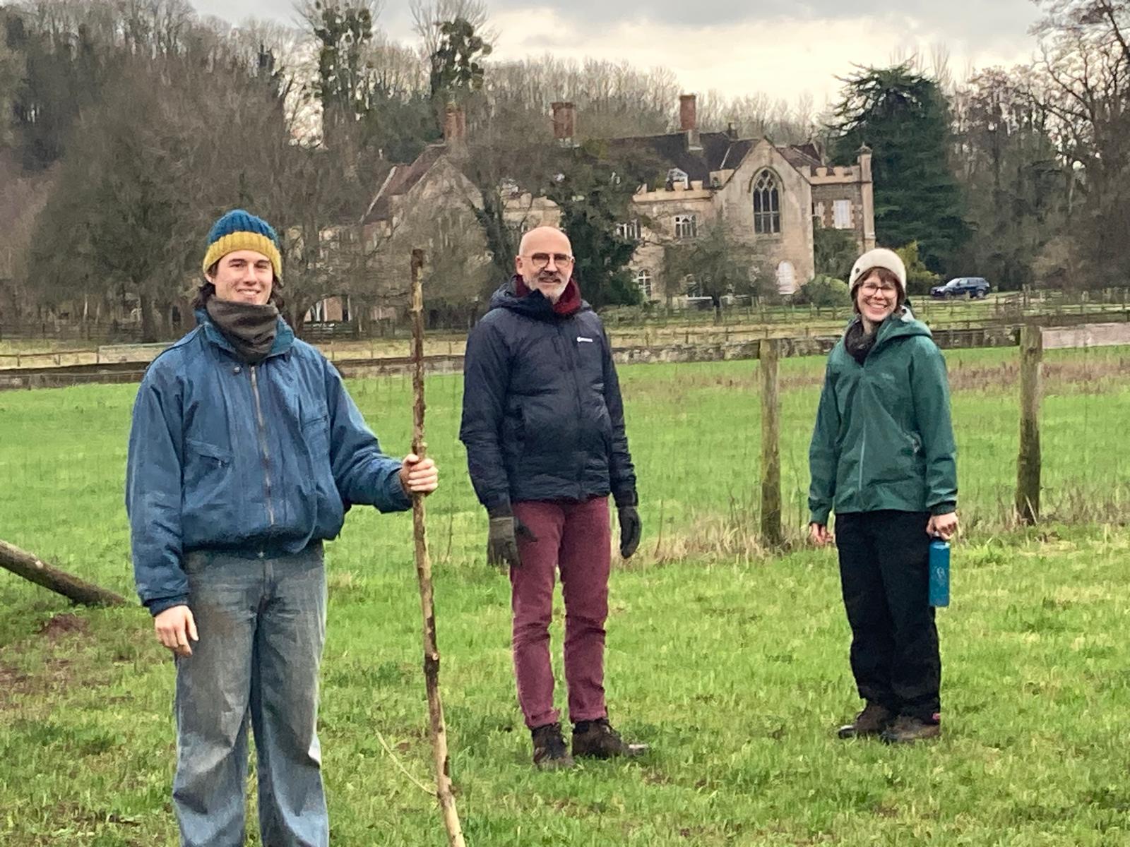 Me and other hikers outside Flaxley Abbey