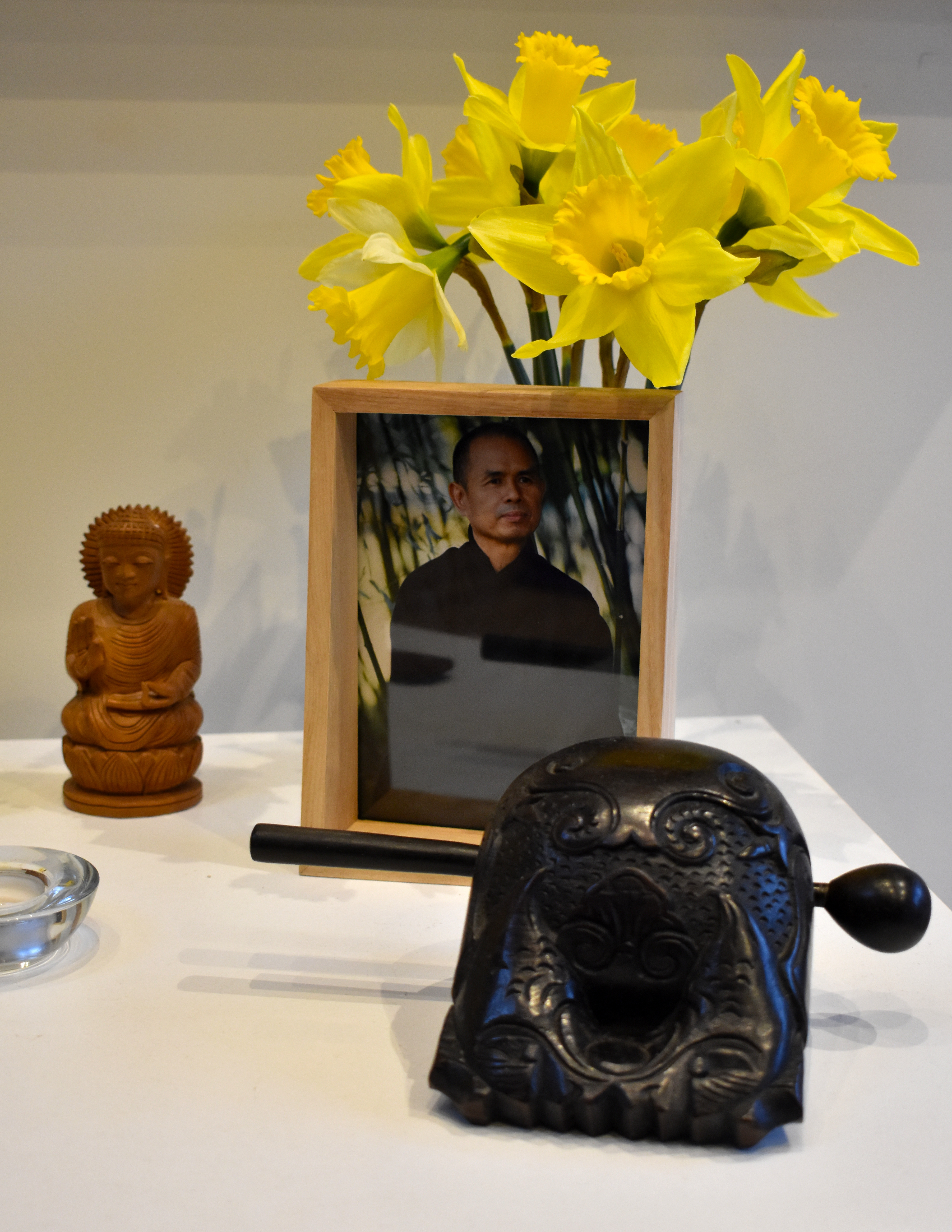A photo of Thich Nhat Hanh on the ancestor altar